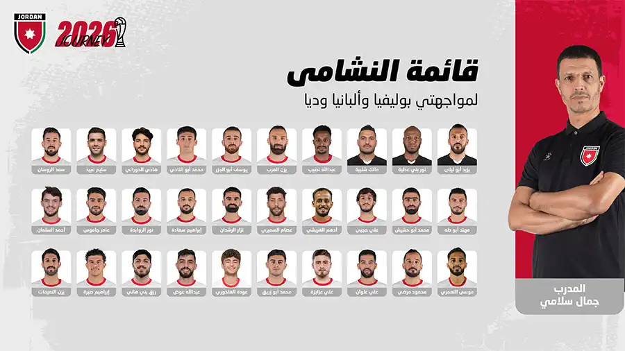 مدار الساعة,أخبار رياضية,قائمة النشامى,كأس العالم,منتخب النشامى,يزن العرب,موسى التعمري,علي علوان,يزن النعيمات