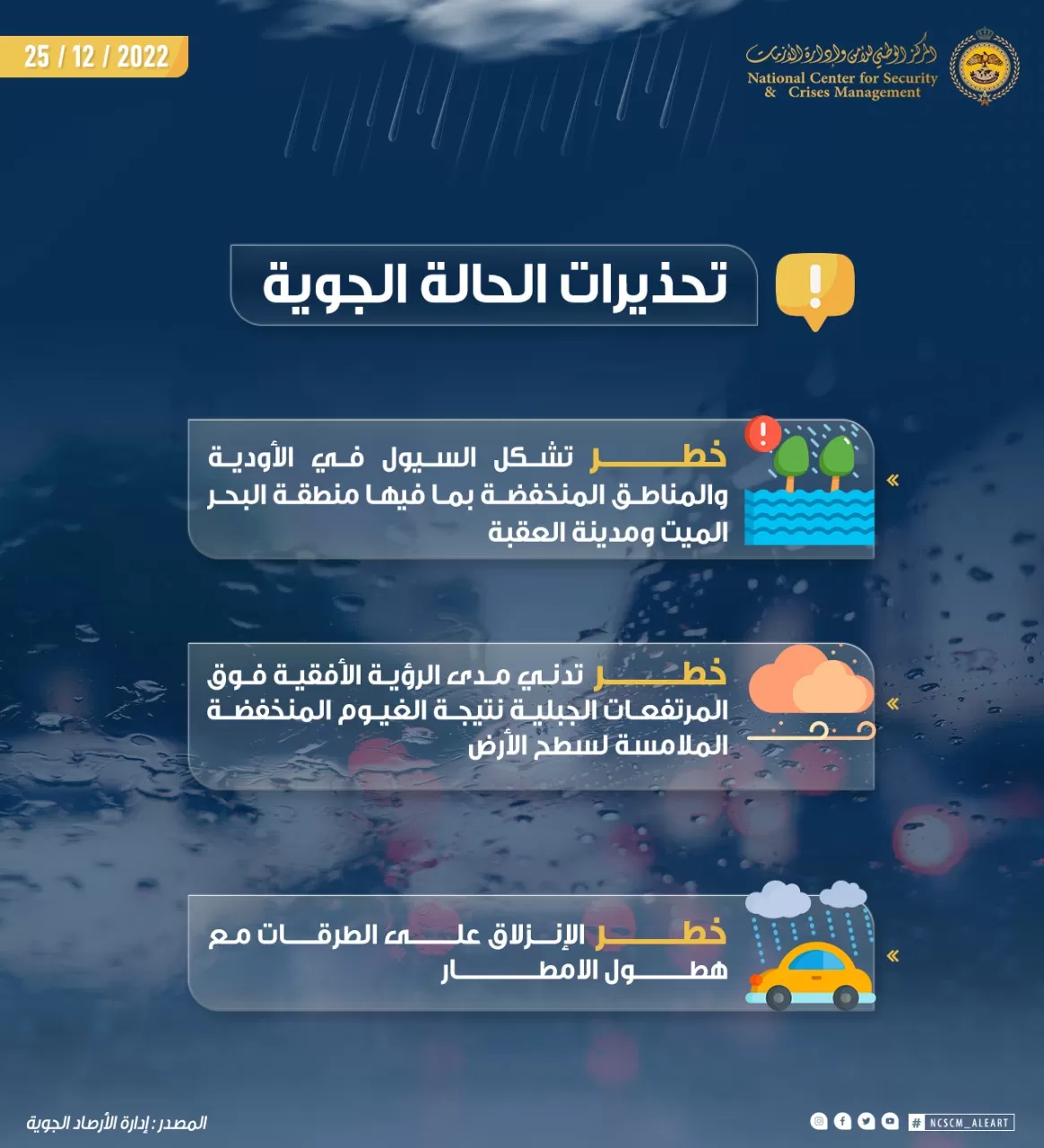 مدار الساعة,أخبار الأردن,اخبار الاردن,الحالة الجوية,المركز الوطني للأمن وإدارة الأزمات,البحر الميت