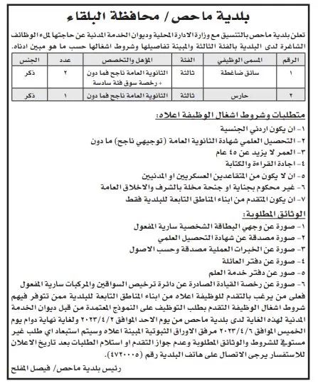 مدار الساعة,وظائف شاغرة في الأردن