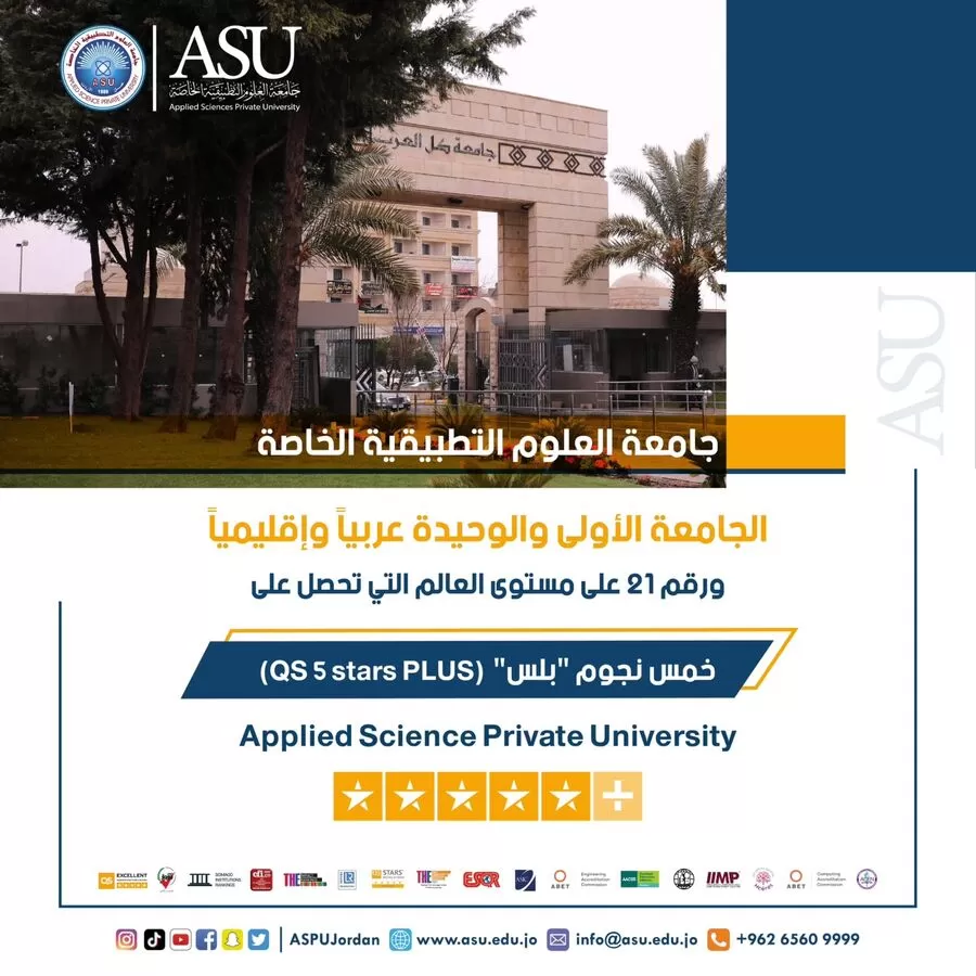 مدار الساعة,أخبار الجامعات الأردنية,جامعة العلوم التطبيقية,1. #جامعة_العلوم_التطبيقية_الخاصة,2. #QS_5_stars_PLUS,3. #تحسين_مستمر