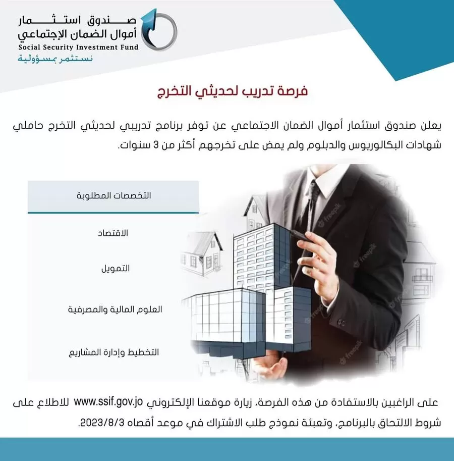 مدار الساعة,أخبار اقتصادية,صندوق استثمار أموال الضمان الاجتماعي,الضمان الاجتماعي,1. #فرص_تدريبية,2. #استثمار_عقاري,3. #توظيف_خريجين
