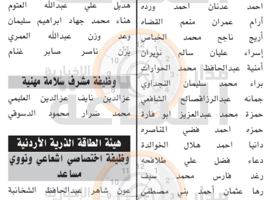 مدار الساعة,وظائف شاغرة في الأردن,الجامعة الهاشمية,الجامعة الأردنية