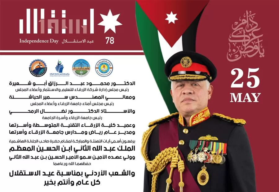 مدار الساعة,أخبار الجامعات الأردنية,مناسبات أردنية,الملك عبدالله الثاني بن الحسين,ولي العهد,الحسين بن عبدالله الثاني,جامعة الزرقاء,عيد الاستقلال
