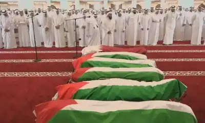 الشيخ تميم يشارك في تشييع جثامين