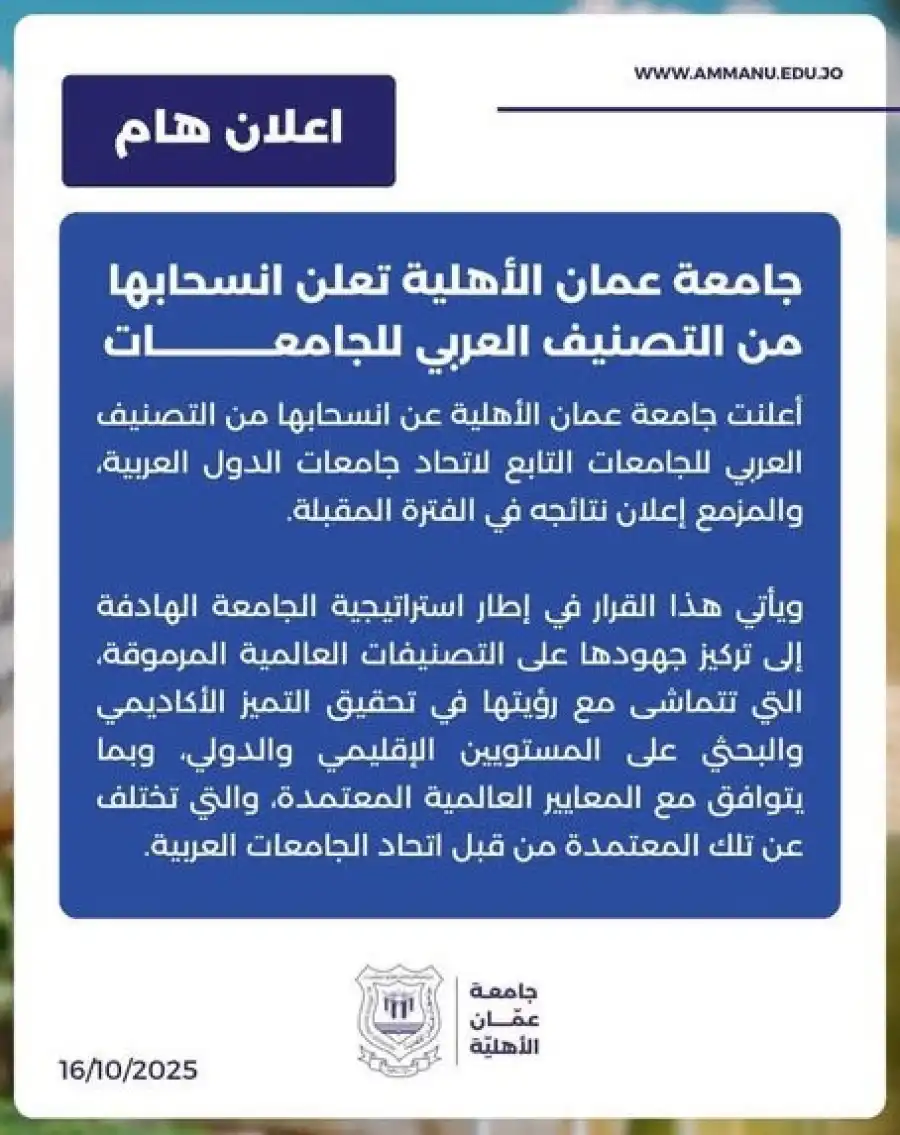 مدار الساعة,أخبار الجامعات الأردنية,جامعة عمان الأهلية