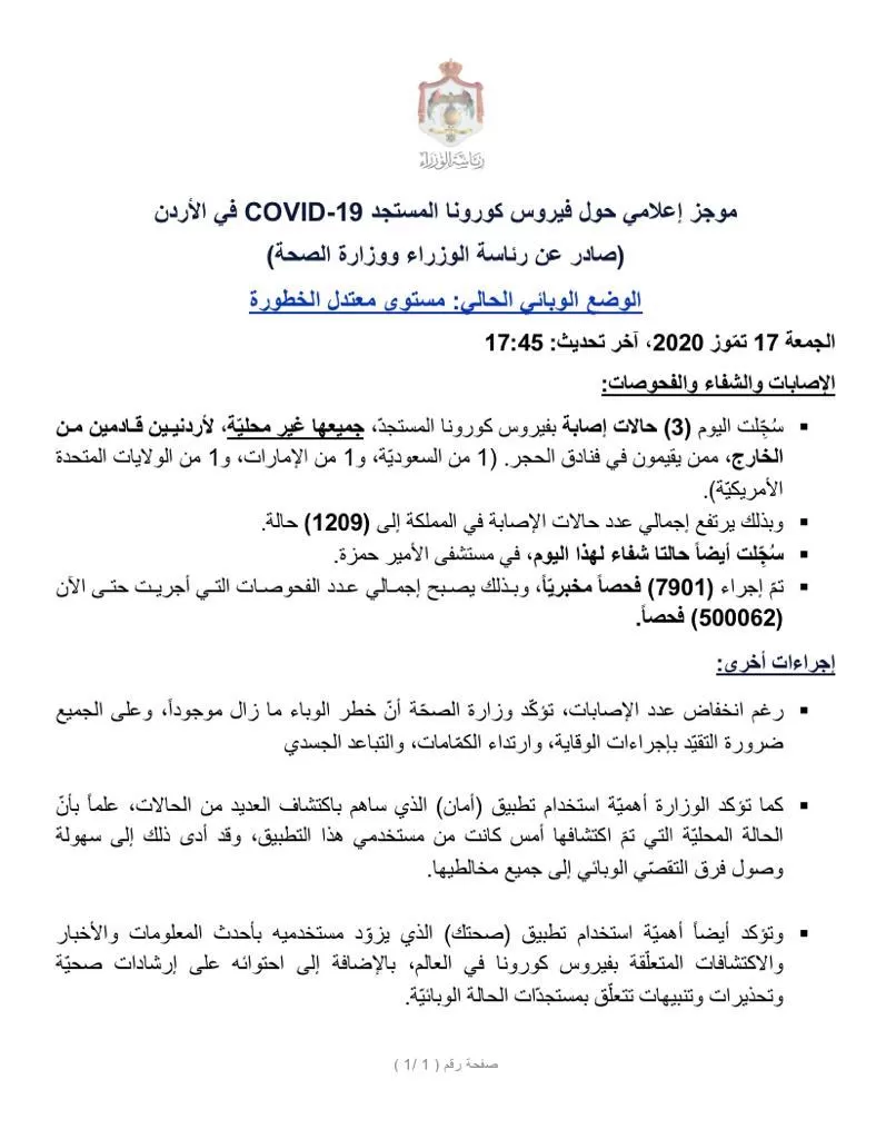 مدار الساعة,أخبار الأردن,اخبار الاردن,كورونا,وزارة الصحة,مستشفى الأمير حمزة