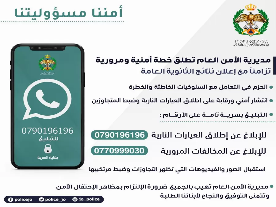 مدار الساعة,أخبار الأردن,اخبار الاردن,رقم الطوارئ الموحد,مديرية الأمن العام,الأمن العام,إدارة السير