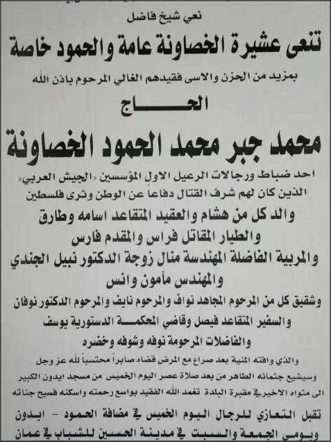 مدار الساعة,وفيات اليوم في الأردن,مدينة الحسين للشباب,الجيش العربي
