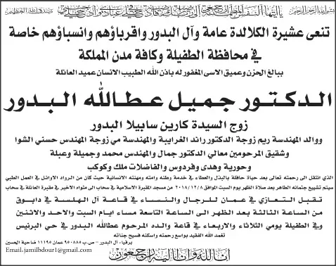 مدار الساعة,وفيات اليوم في الأردن